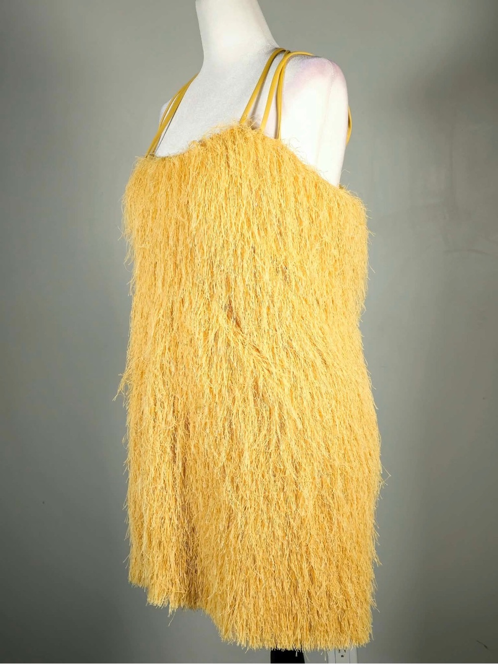 NWT Bailey 44 Yellow Feathered type Double-Strap Mini Dress